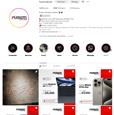 Perfil Instagram Fusion Celular